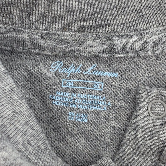 Ralph Lauren NWT Infant Heather Grey Script 'Polo' Logo Short Sleeve Tee, 3M - Picture 13 of 14